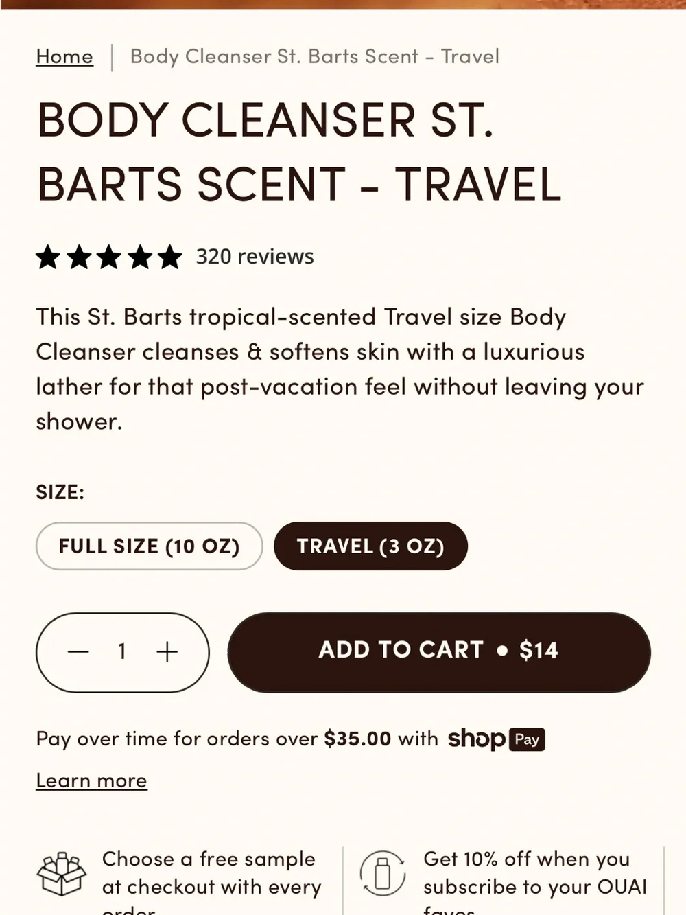 OUAI Body Cleanser —  NWOT
